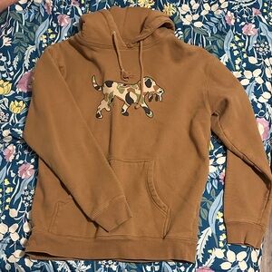 Back Down South Brown Hoodie with Camouflage Dog Design